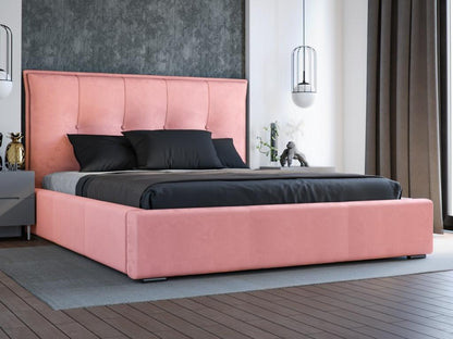 Upholstered bed with storage - 160x200 - double bed - velvet - pink - Parisianestop 48488IYHJ