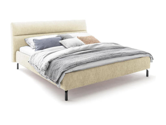 Bed - cream white woven fabric - Parisianestop 91429ERII