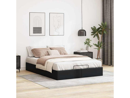 Maisonpuretop bed frame without mattress, black, 140x190 cm, faux leather, 12207OEOD