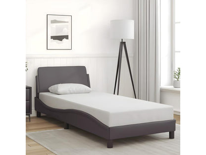 Grey faux leather bed frame without mattress, 90x200 cm, 15015BHNF