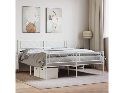 Metal bed frame with white headboard/footboard 120x190cm 31842XPJC