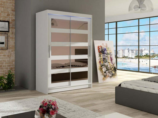 Parisianestop 111 White Wardrobe 200x120x58cm Sliding Wardrobe Doors 40385TDCI
