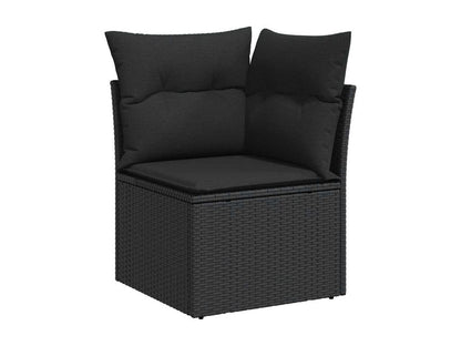 8-piece garden furniture set with cushions, black resin wicker, 78438GVEO