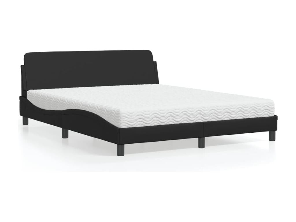Bed with black mattress 160x200 cm faux leather 56938FJQN