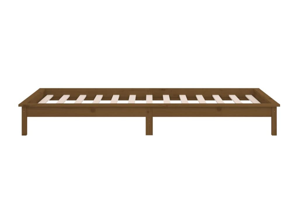 Honey brown LED bed frame 75x190 cm small single wood 91042MMKU