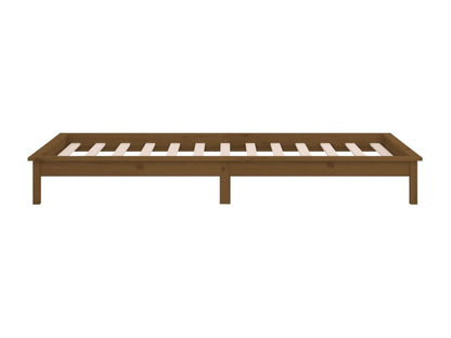 Honey brown LED bed frame 75x190 cm small single wood 91042MMKU