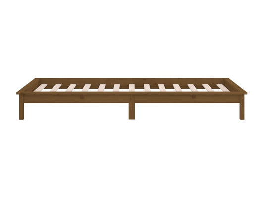 Honey brown LED bed frame 75x190 cm small single wood 91042MMKU