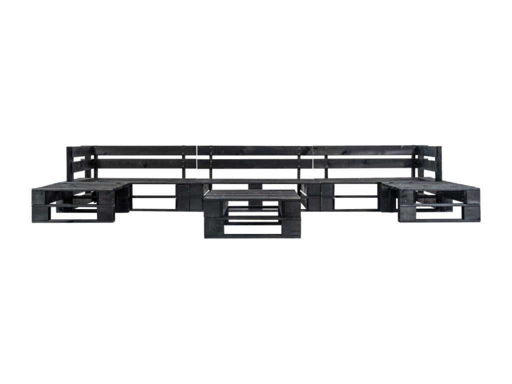 6-piece pallet garden sofas, black wood, 47579CCVM