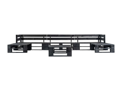 6-piece pallet garden sofas, black wood, 47579CCVM