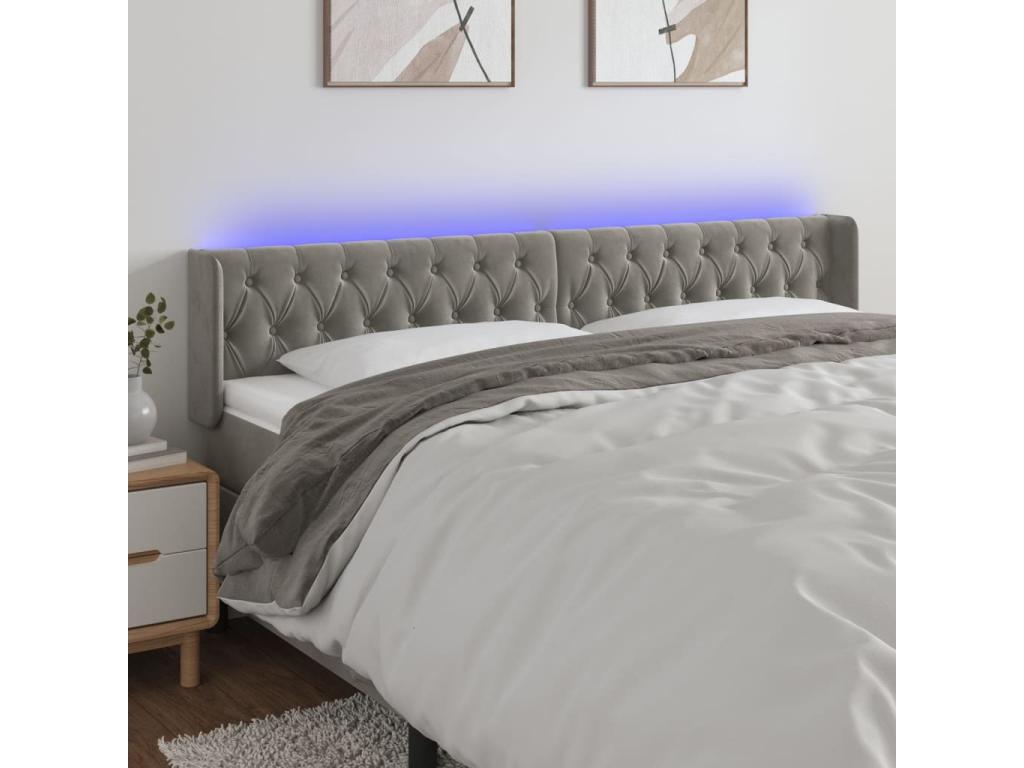 Light Grey LED Headboard 183x16x78/88 cm Velvet 44477GNCF