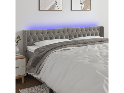 Light Grey LED Headboard 183x16x78/88 cm Velvet 44477GNCF