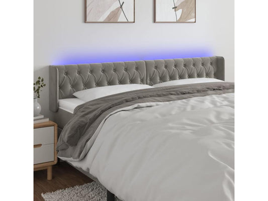 Light Grey LED Headboard 183x16x78/88 cm Velvet 44477GNCF