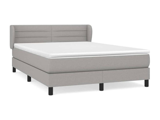 Upholstered bed base with mattress, light grey, 140x200cm, fabric, 74292HCPE