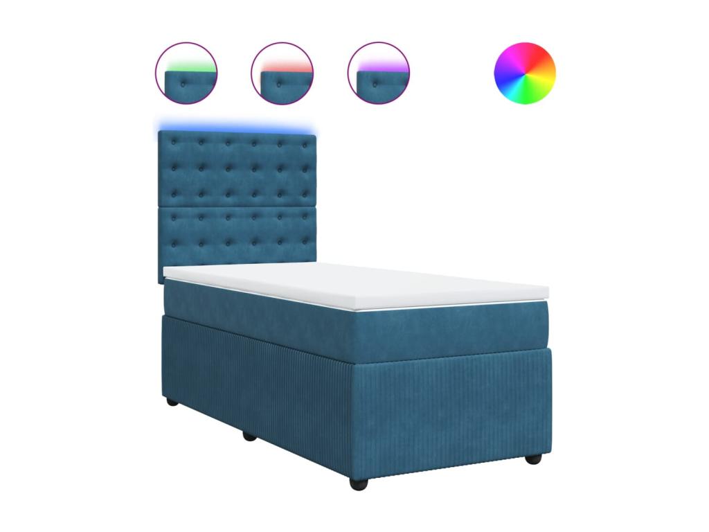 Maisonpuretop bed base with blue 80x200 cm velvet mattress 07122YIXG