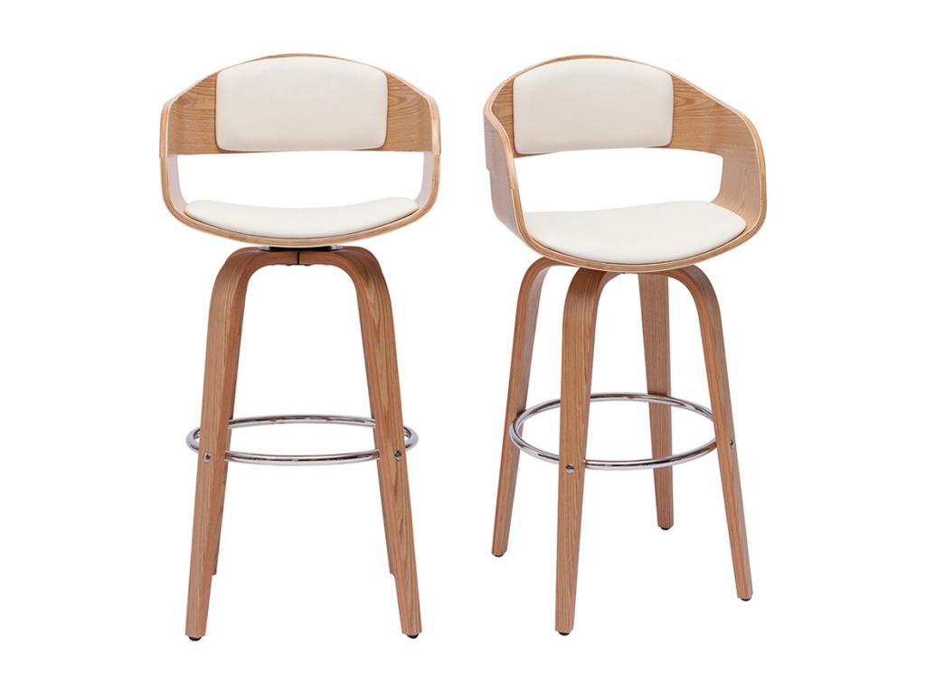 Scandinavian swivel bar stools, 360°, light wood, 65 cm high, set of 2, Parisianestop 37490VRBP