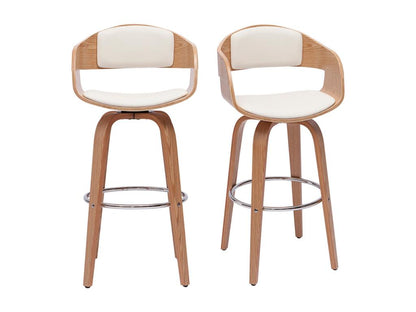 Scandinavian swivel bar stools, 360°, light wood, 65 cm high, set of 2, Parisianestop 37490VRBP