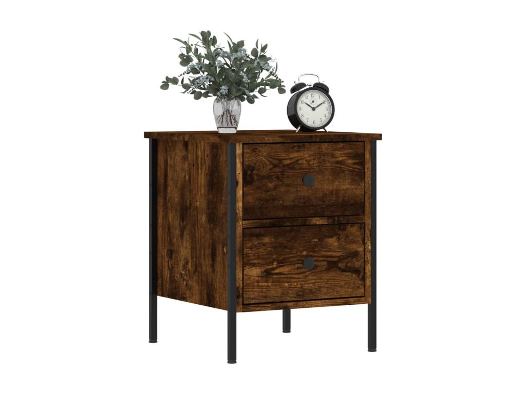Smoked oak bedside table 40x42x50 cm engineered wood 63053AFZE