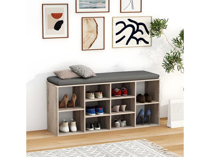 Maisonpuretop Wooden Bench, Shoe Cabinet, Shoe Rack, Chest of Drawers with Seat, 10 Compartments, Maisonpuretop S Oak, Maisonpuretop 78186RCVD