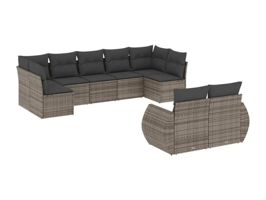9-piece garden furniture set with grey resin wicker cushions 05903GHUH