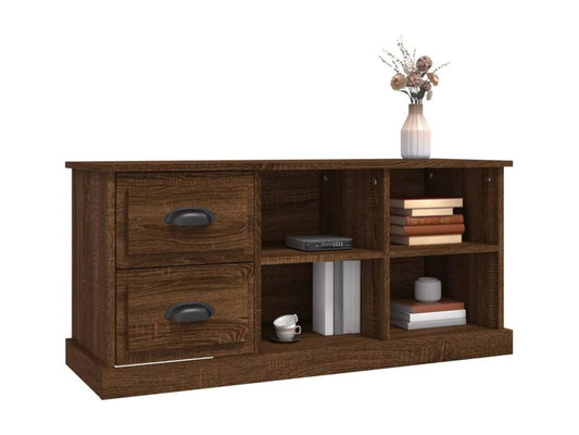 Brown oak TV stand, 102x35.5x47.5 cm, engineered wood, 60902BQNL