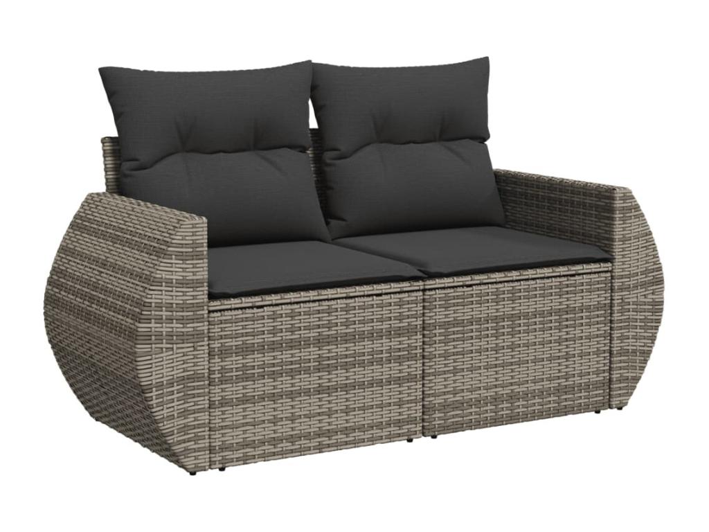Garden furniture set with cushions, 7 pieces, grey woven resin, 67202ZHCZ