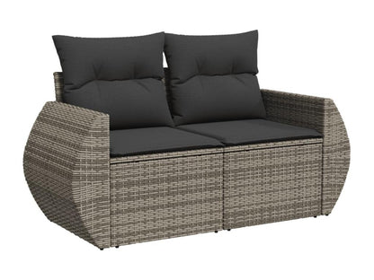 Garden furniture set with cushions, 7 pieces, grey woven resin, 67202ZHCZ