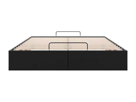 Maisonpuretop bed frame without mattress, black, 140x190 cm, faux leather, 12207OEOD