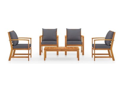 5-piece garden furniture set with cushions, solid Parisian wood, 37512SGVO