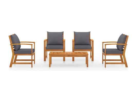 5-piece garden furniture set with cushions, solid Parisian wood, 37512SGVO