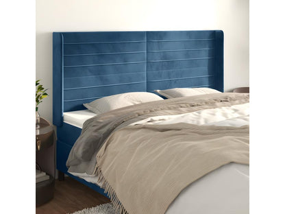 Headboard with wings, Dark Blue, 163x16x118/128 cm, Velvet, 05715GVKX