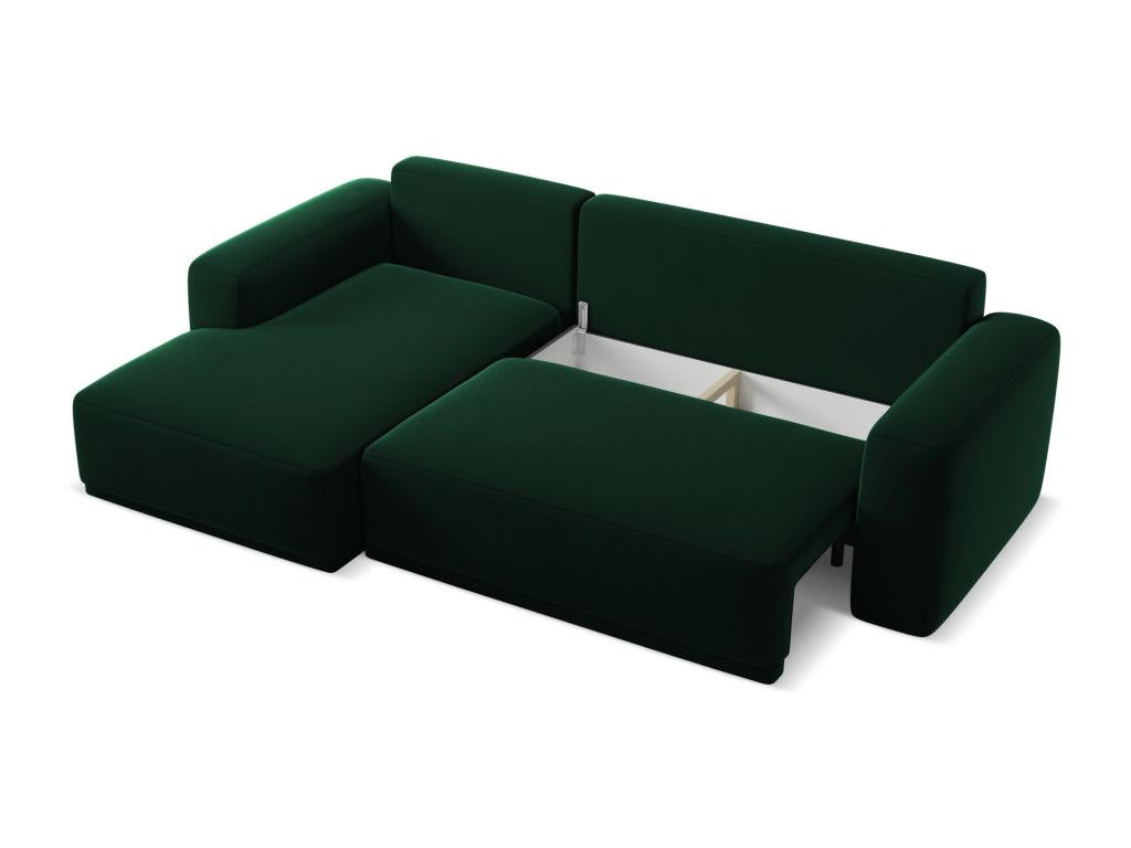 Left-hand corner convertible sofa in velvet - bottle green - Parisianestop 38712PGVW