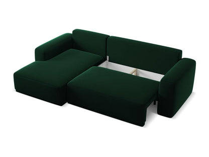 Left-hand corner convertible sofa in velvet - bottle green - Parisianestop 38712PGVW