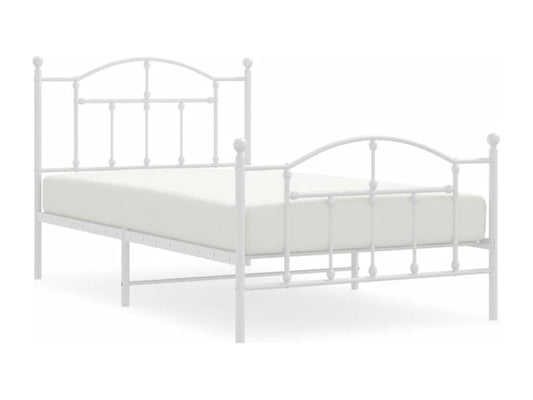Metal bed frame with headboard and footboard, white, 100x190 cm, 71458GCNJ