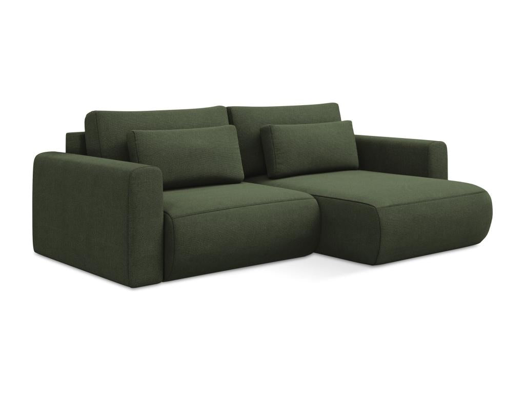 2.5-seater right-hand corner sofa bed in textured fabric - olive - Parisianestop 98146TINK