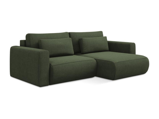 2.5-seater right-hand corner sofa bed in textured fabric - olive - Parisianestop 98146TINK