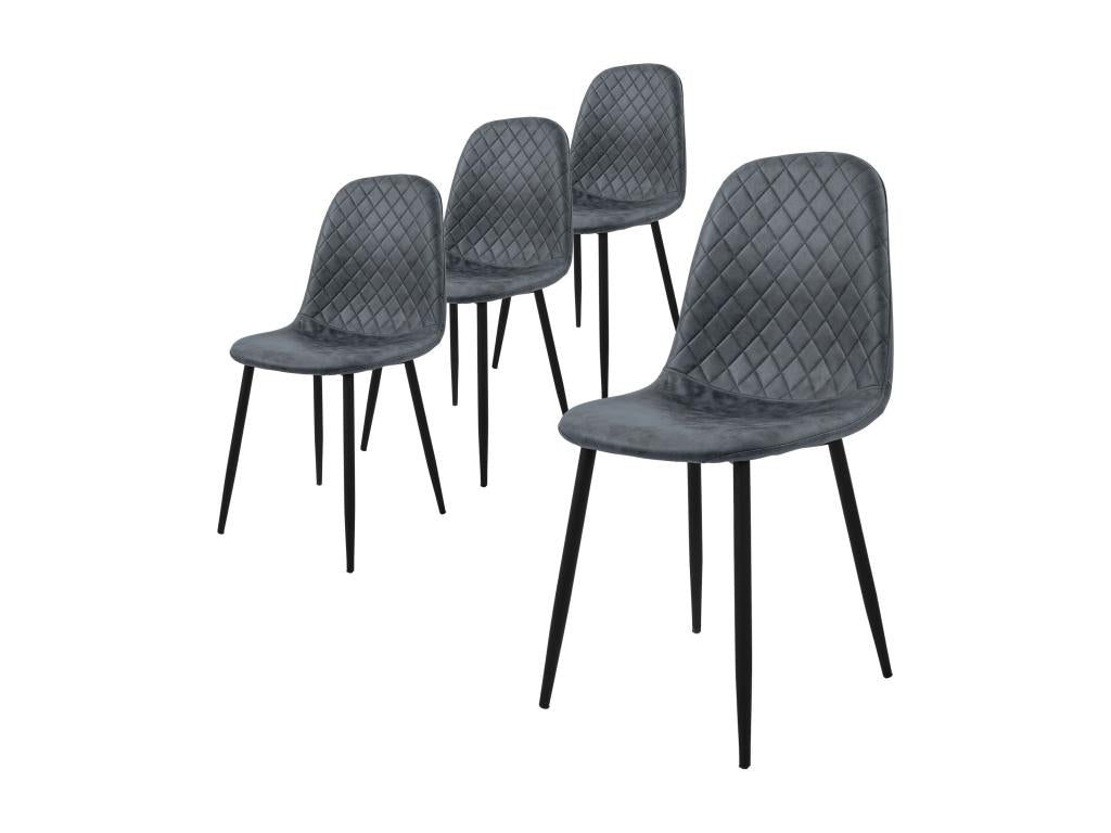 Set of 4 anthracite synthetic dining chairs with metal backrest and legs 75622SKER