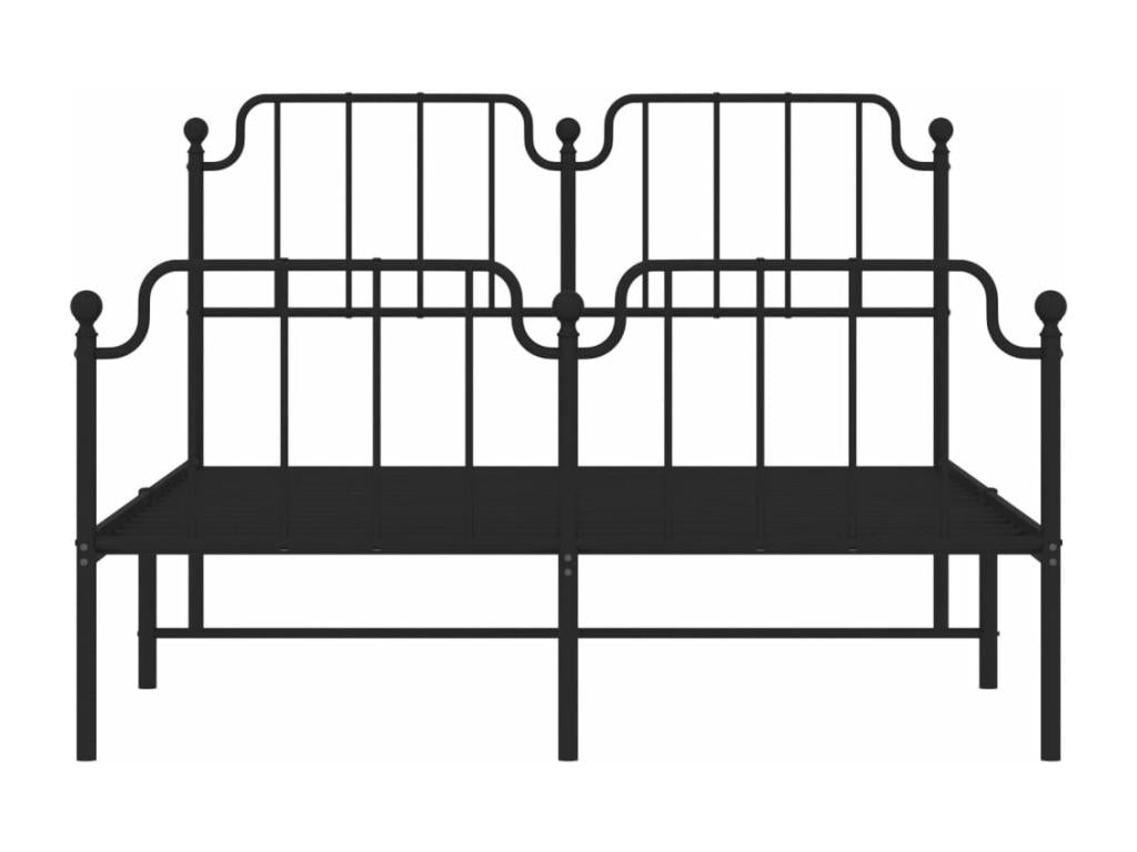 Metal bed frame with headboard and footboard, black, 140x200 cm, 42972FVEL