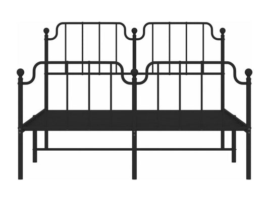 Metal bed frame with headboard and footboard, black, 140x200 cm, 42972FVEL
