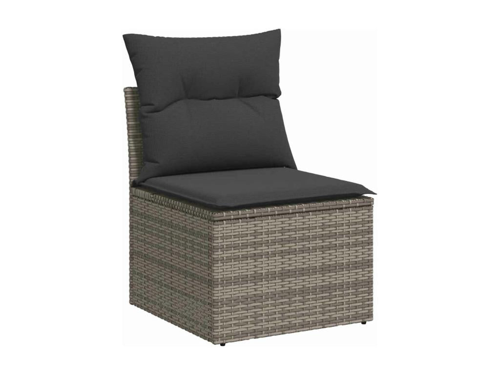 6-piece garden furniture set with grey resin wicker cushions 03556FKHT